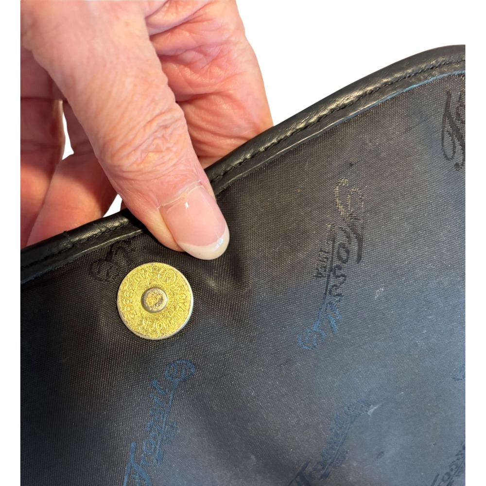 Fossil Vtg 1954 Black Pebbled Leather Shoulder Bag. Adjustable straps. Classic‎ - Picture 10 of 15